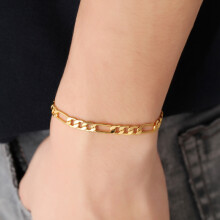 Length Bright 20cm Hand Crafted Charm Gift For Lovers Couples Fashion Bracelet Gold Color