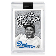 Topps PROJECT 2020 JACKIE ROBINSON Inkapslat baseballkort #79-1952 Topps Baseball av KONSTNREN Mister Cartoon - Brooklyn Dodgers
