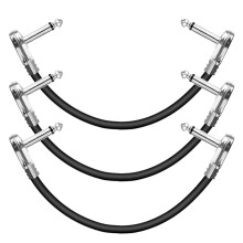AZOR kable krosowe do pedalw gitarowych katowe 4 cale 10cm 1/4 kable instrumentalne do pedalw efektw gitarowych 3 sztuki (srebrne)