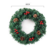 (Green, 60cm/23.6in) Christmas Wreath 118236in Snowy Red Ribbon Berries Pine Cone Decor Gift Xmas