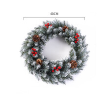 (Snow, 40cm/15.7in) Christmas Wreath 118236in Snowy Red Ribbon Berries Pine Cone Decor Gift Xmas