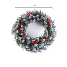 (Snow, 50cm/19.7in) Christmas Wreath 118236in Snowy Red Ribbon Berries Pine Cone Decor Gift Xmas