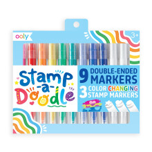 Ooly Double-Sided Stamping Markers (Chisel and Point Tips) & 3 Color Changing Stamps Easter Activities for Kids Stamp Markers Change the Color of W
