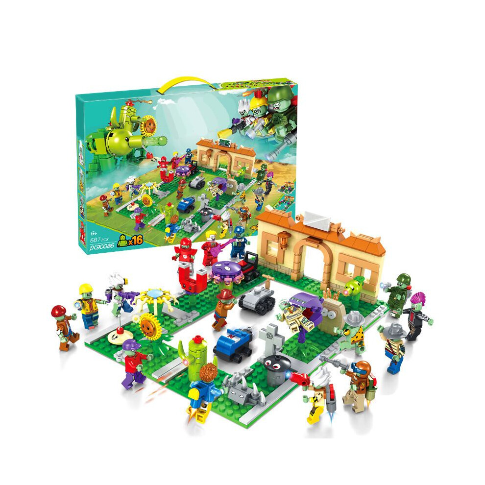 Plants vs Zombies Parent-Child Interactive Educational Building Block Toy, 687pcs, ABS Plastic, Non-toxic, BPA-free, for ages 6+