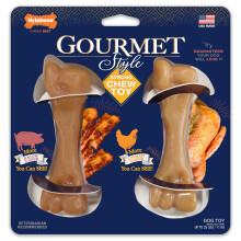 Nylabone Gourmet Style Sterke Kauwspeelgoed Bundel, Voor Honden, Bacon & Kip Smaak, Klein - Tot 25 lbs, 2 Pack