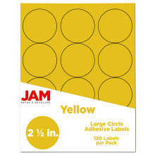 Guarnizioni adesivi per etichetta del cerchio di carta in jam - diametro da 2,5 pollici - giallo - 120 etichette rotonde/confezione