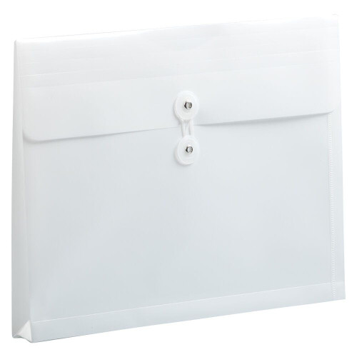 JAM PAPER Plastic Envelopes with Button & String Tie Closure - Letter Booklet - 9 3/4 x 13 - White - 3/Pack 1