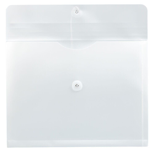 JAM PAPER Plastic Envelopes with Button & String Tie Closure - Letter Booklet - 9 3/4 x 13 - White - 3/Pack 2
