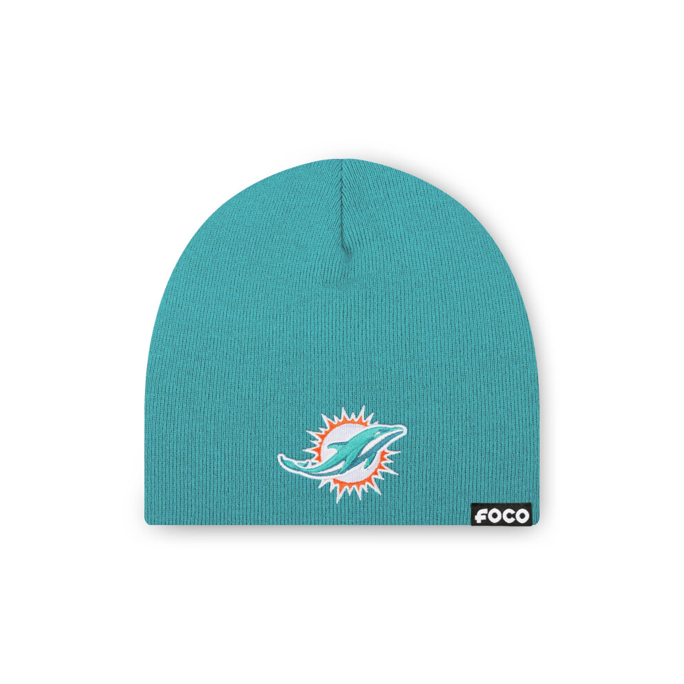 Foco Men's Miami Dolphins Nfl Logo Basic Skull Beanie Hat Team Color