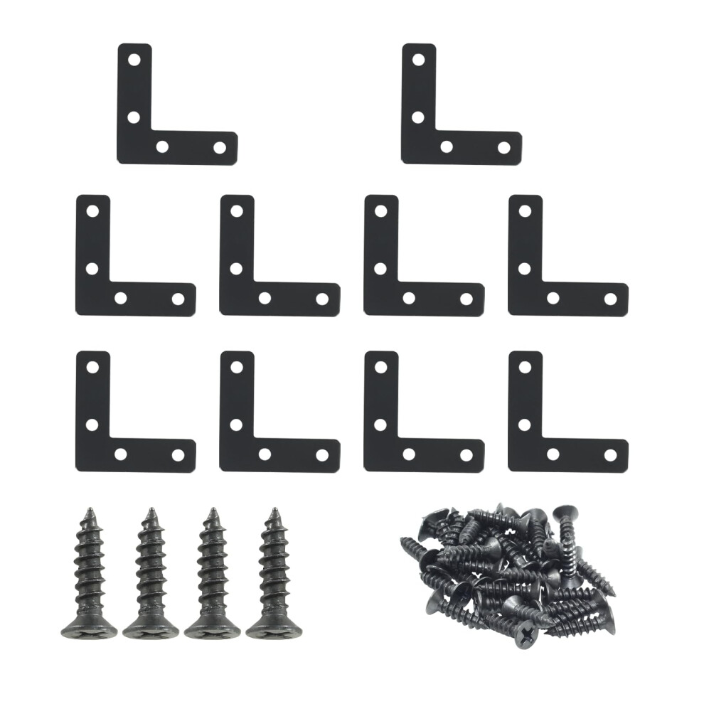 Lot de 10   querres d'angle en L Hordion de 50 x 50 mm, 5 pi  ces, en fer, plates, robustes, en m  tal, en forme de L,    angle droit, avec vis
