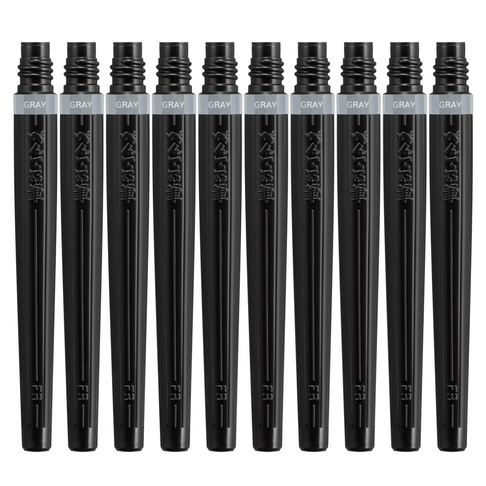 Pentel XFR-137 Brush Pen Cartridge Art Blush 10 Pack Gray