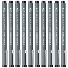 Staedtler Pigment Liner Fineliner 0,05 mm luonnostelukyn   , 10 kpl pakkaus
