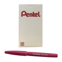 Pentel Arts Sign Pen Brush Burgundy Ink Box of 12 Pens