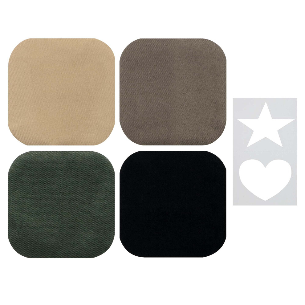 SINGER Fabric Iron-On Patches Khaki Uniform Set with Stencil  Set of 4