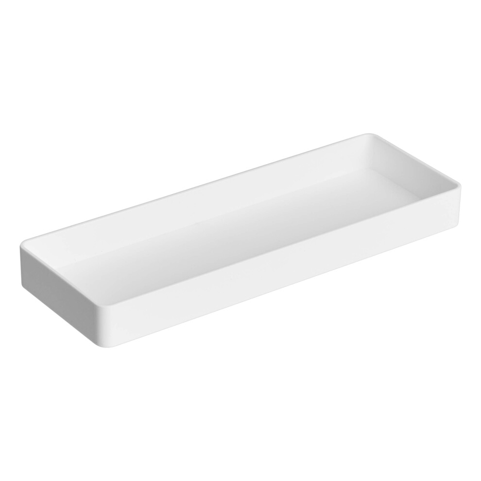 Amazon Basics Rectangular Plastic Desk Organizer  Half Accessory Tray  9.4"""" x 3.3"""" x 1""""  White