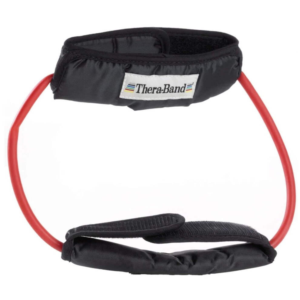 THERABAND Resistance Tubes  Professional Latex Elastic Tubing For Physical Therapy  Lower Pilates  At-Home Workouts  and Rehab  12 Inch With Padded Cu