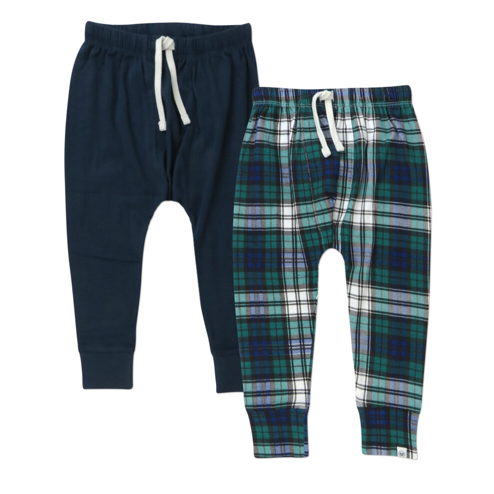 Pantalon de jogging HonestBaby, lot de 2, 100 % coton biologique, unisexe, à carreaux Gordon, pour bébés et tout-petits, garçons et filles, de 3