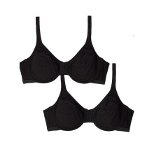 Fruit of the Loom ongevoerde beugelbeha voor dames - mix van katoen en spandex voor natuurlijke vorm en flexibiliteit Zwart tint/zwart tint 34C
