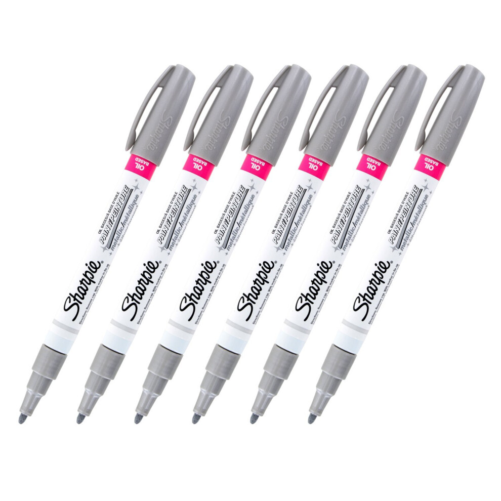 Sharpie Oil-Based Paint Markers  Fine Point  Silver  Pack of 6