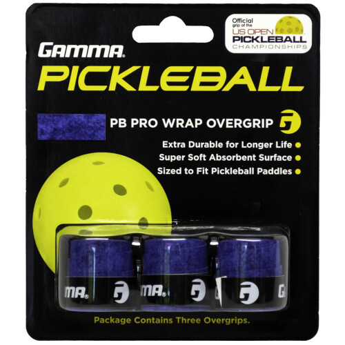GAMMA Pickleball PRO WRAP OVERGRIP  Extra Tacky  Durable  Moisture Absorbent  White  Blue