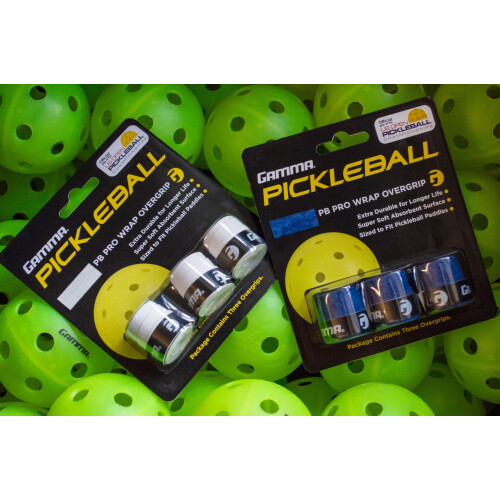 GAMMA Pickleball PRO WRAP OVERGRIP  Extra Tacky  Durable  Moisture Absorbent  White  Blue 2