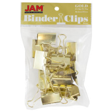 JAM PAPER Kleurrijke Binderclips - Medium - 1 1/4 Inch (32 mm) - Gouden Binderclips - 15/Verpakking