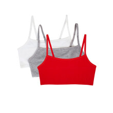 Fruit of the Loom Dames spaghettibandjes, katoenen pull-over, sportbeha, roodgloeiend/wit/grijs gem?eerd 32