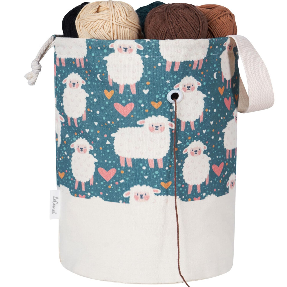 Lecorner Borsa Per Filati, Piccola Borsa Organizer Per Uncinetto, Borse Per Filati Con Coulisse, Mini Porta Filato Portatile Per Progetti All'uncinetto, Palline Per Matasse, Accessori Per Aghi, Verde-image