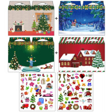 Hrac sada Puffy Sticker Creative Toy s oboustrannm potiskem 4 druhy vnocnch skldacch scn 110 opakovane pouitelnch vnocnch nafouknutch sam