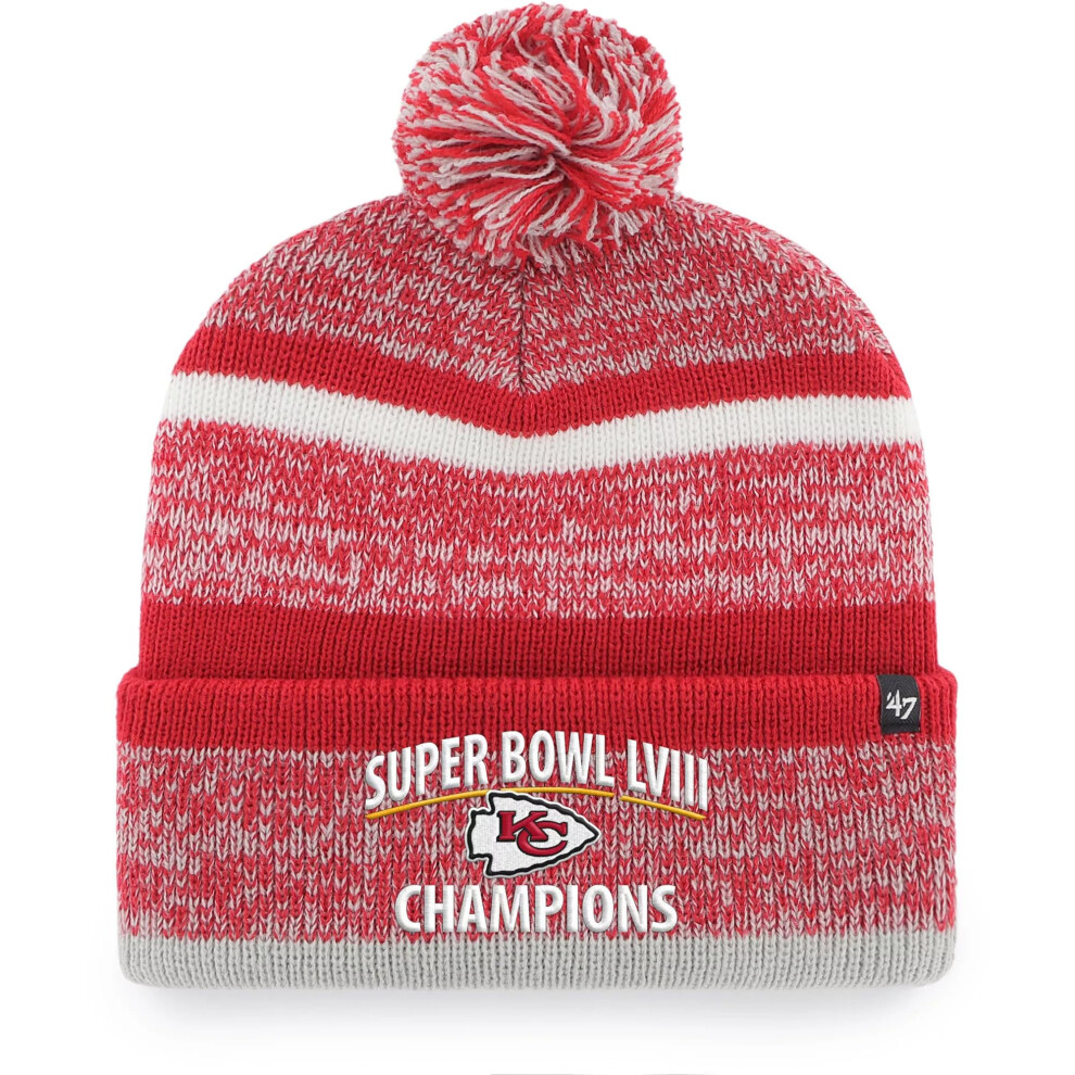 Czapka Zimowa 47 Kansas City Chiefs Super Bowl Lviii Champions Northward Z Pomponem - Nfl Kc Zimowa Czapka Z Mankietami Czerwona-image