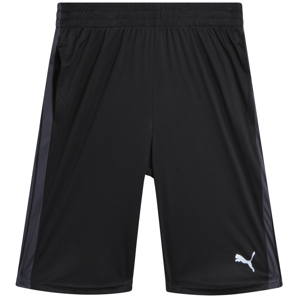 PUMA Boys' Active Shorts - Athletic Interlock Performance Breathable Quick Dry Basketball Shorts for Boys (Sizes: 4-20)  Size 8  Black/Grey Swirl