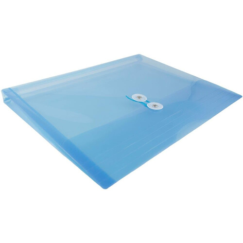 JAM PAPER Plastic Envelopes with Button & String Tie Closure - Letter Booklet - 9 3/4 x 13 - Blue - 3/Pack 2