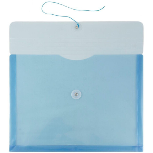 JAM PAPER Plastic Envelopes with Button & String Tie Closure - Letter Booklet - 9 3/4 x 13 - Blue - 3/Pack 1