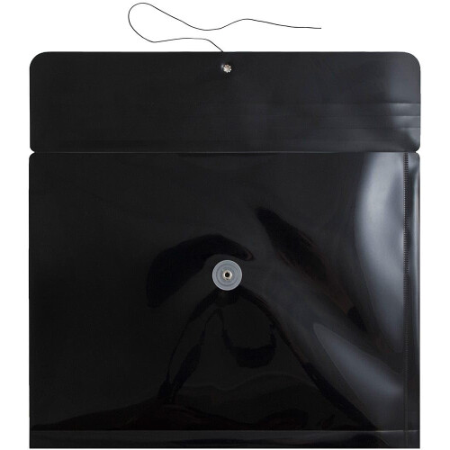 JAM PAPER Plastic Envelopes with Button & String Tie Closure - Letter Booklet - 9 3/4 x 13 - Black - 3/Pack 2