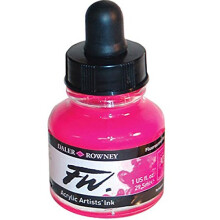 Pote de tinta acrlica Daler Rowney FW Artists de 29,5 ml - rosa fluorescente