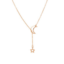 (Gold) And Trendy Fashionable Chain Necklace With Moon And Jewelry Pendant Star