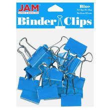 JAM PAPER Kleurrijke Binderclips - Middelgroot - 1 1/4 Inch (32 mm) - Blauwe Binderclips - 15/Verpakking