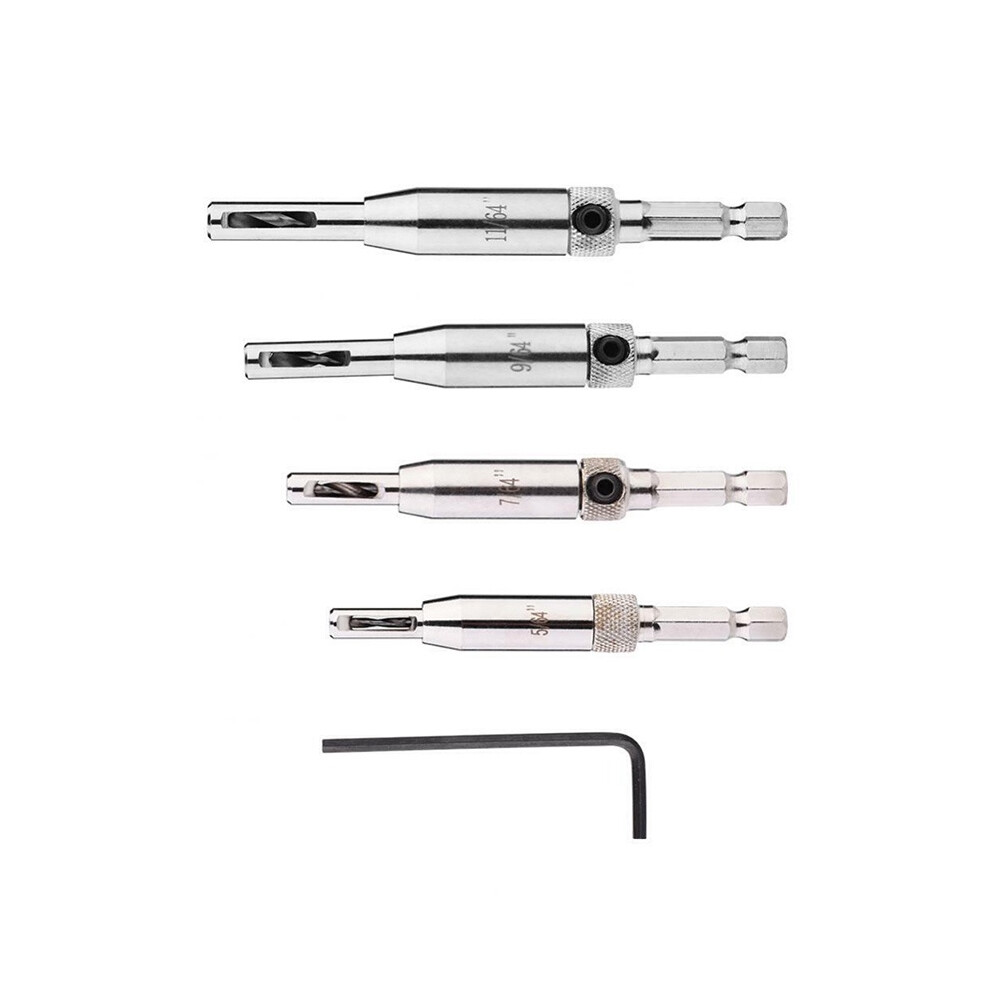 Shank 4x Hex Self Centering Door Window Hinge Twist Wood Drill Bit Puncher Hole