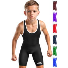 Exxact Sports Plain Youth Wrestling Singlet For Boys  Premium Powerlifting Singlet  Kids Wrestling Singlets For Training - (Black  YM)