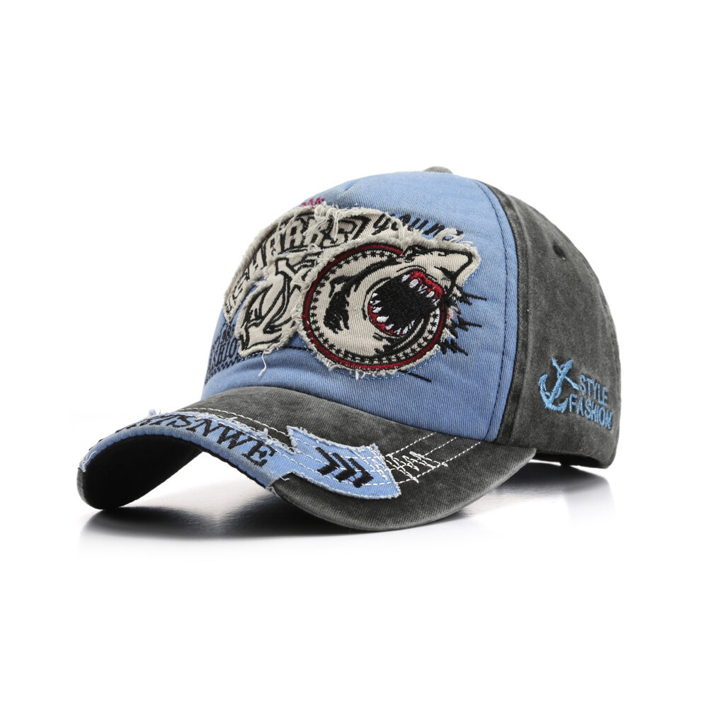 (Blue) Vintage Embroidered Baseball Cowboy Cap Sun Protection Hat Running Gift Fishing