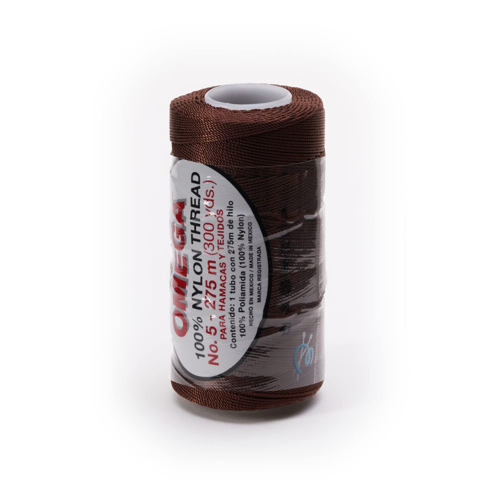 Nylon NO.5 van Omega - Sterke 100% Nylon Draad voor Haken en Handwerk - Kleur: 19 Donkerbruin