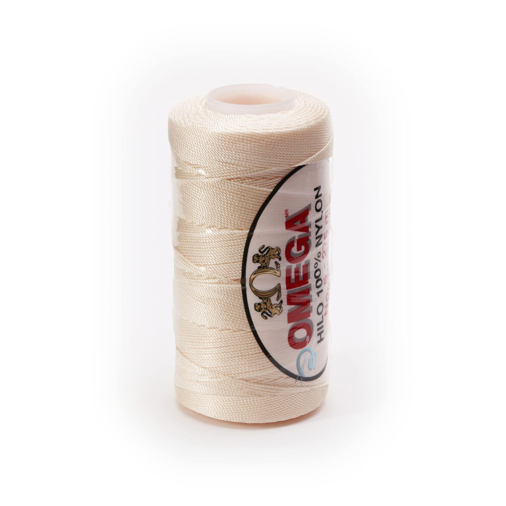 Nylon NO.5 van Omega - Sterke 100% Nylon Draad voor Fijn Haken en Handwerk - Kleur: 03 Licht Beige