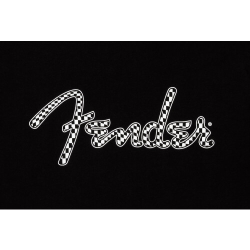 Fender Fender Μπλούζα με λογότυπο Spaghetti Wavy Checker 100% βαμβάκι, μαύρο, μικρό 1