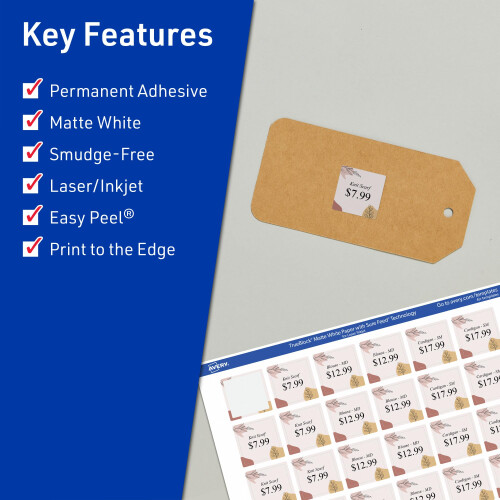 Avery TrueBlock Matte White Square Labels 1 1