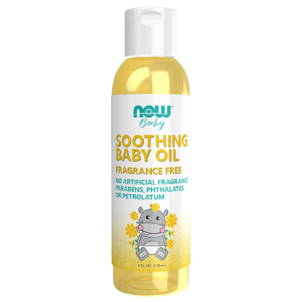 Now Baby Soothing Baby Oil Fragrance Free No Artificial Fragrance Parabens Phthalates Or Petrolatum 4-Ounce Now Foods
