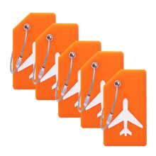 Silikone-bagagem?rke med navne-id-kort perfekt til hurtigt at se bagagekuffert (fly 5 stk orange)