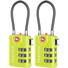 Search Alert TSA Approved Travel Combination Luggage Cable Locks for Suitcase Gym Locker Toolbox Backpack 1 2 4 6 &10 pk (Lime 2 Pack)