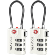 Search Alert TSA Approved Travel Combination Luggage Cable Locks for Suitcase Gym Locker Toolbox Backpack 1 2 4 6 &10 pk (White 2 Pack)