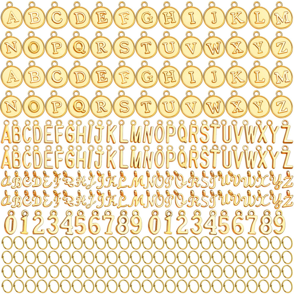 Leobro Ciondoli Con Lettere 376 Pezzi Ciondoli In Oro Per La Creazione Di Gioielli Ciondoli Per Bracciali E Collane E Anelli Di Congiunzione Forn-image
