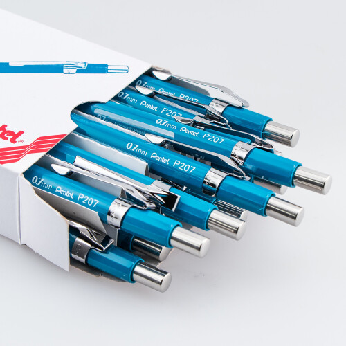 Pentel Crayon m   canique Pentel Sharp (0,7 mm), corps bleu, bo   te de 12 (P207C) 1